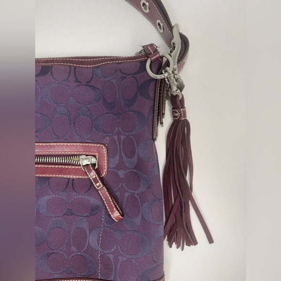 COACH SLIM DUFFLE signature Crossbody Suede Hobo F04K-9349 Plum Purple - Picture 3 of 16